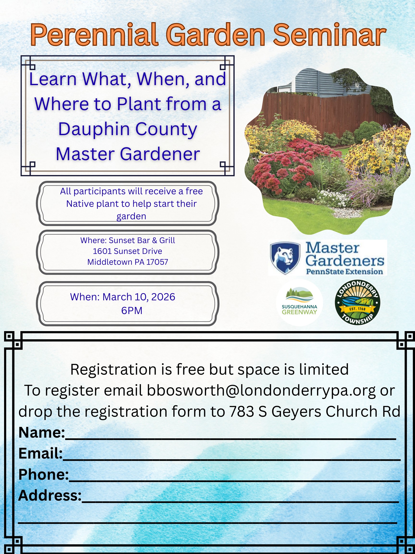 Home Perinnial Garden Seminar Flyer